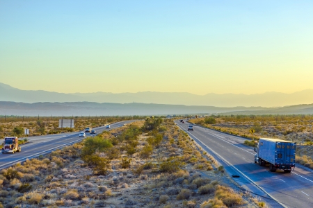 Interstate 10 direction Blythe in sunset