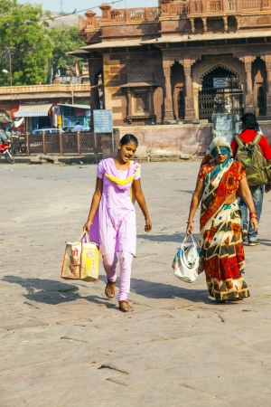 JODHPUR, INDIA - OCTOBER 23: people hurry at the Sadar market at the clocktower on October 23,2012 in Jodhpur, India. The imposing Clock Tower was built by Maharaja Sardar Singh (1880-1911).のeditorial素材