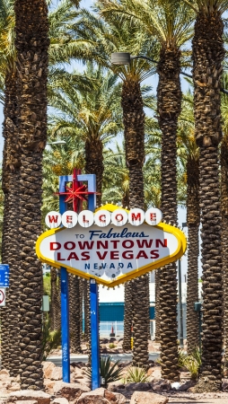 Downtown Las Vegas welcome sign at the stripのeditorial素材