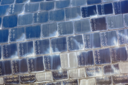 Heat resistant tiles on outside of nose of Space Shuttle, Floridaのeditorial素材