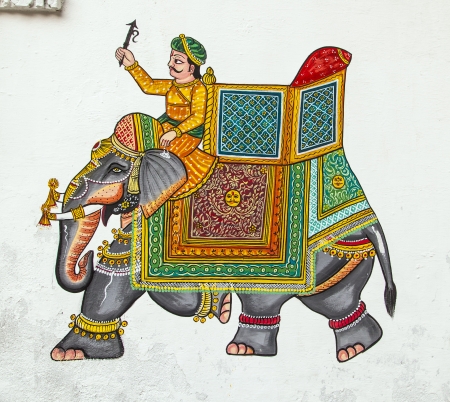 traditional wall painting in Udaipur at a local houseのeditorial素材