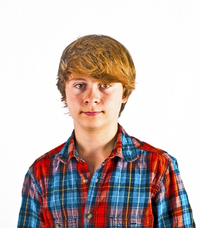 smiling cute boy in the studioの写真素材