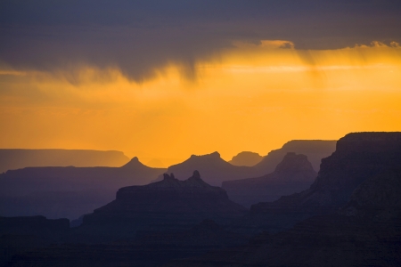 Sunset at Grand Canyon seen from Desert view point, South rimの写真素材