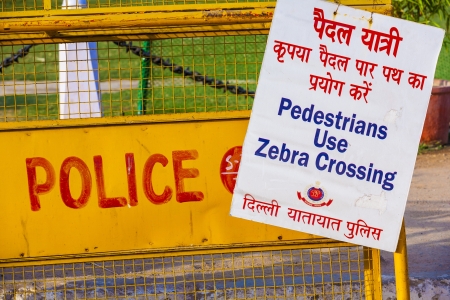 NEW DELHI - OCT 16:  barriers at the india gate ready for use by police on Oct 16, 2012 in Delhi, India. Barrieres are placed all over Delhi in case of demonstrations.のeditorial素材