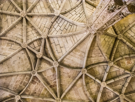 beautiful ceiling in the Jeronimos Monastery in Lisbon, Belemのeditorial素材