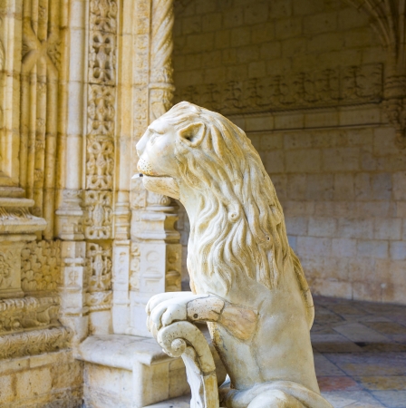 the water lion in the beautiful Jeronimos Monastery in Lisbon, Belemのeditorial素材