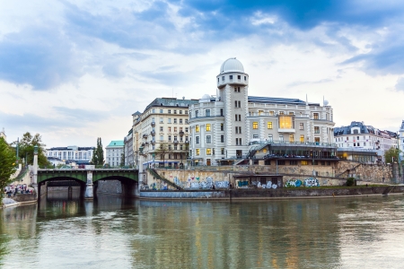 old historic building with observatory at the riverside of the danube in Vienna first districtのeditorial素材