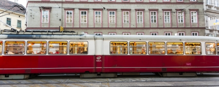 VIENNA, JULY 21: historic tram operates on late afternoon on July 21,2009 in Vienna. On January 28,...