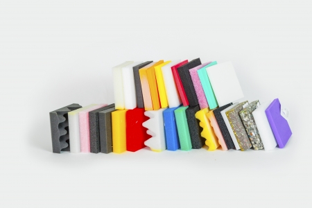 polystyrene forms in different colors and sizes