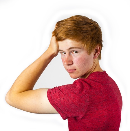 handsome attractive young man in pubertyの写真素材