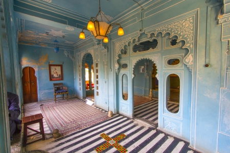 UDAIPUR, INDIA - OCT 21: inside the City Palace on Oct 21,2012 in Udaipur, India. The fort was built 1559  by Udai Singh. The palace belongs to the Mewar Trust, the income is used for social projects.のeditorial素材