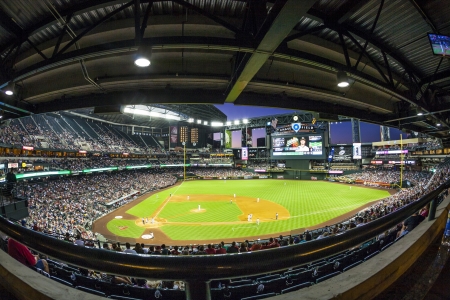 PHOENIX, USA - JUNE 8: football game Arizona Diamondbacks versus Oakland Athletics on June 8, 2012 in Phoenix, AZ, USA. The Diamondbacks won the game 9 to 8.のeditorial素材