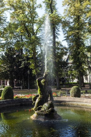 FRANKFURT, GERMANY - OCT 2:  famous neptune fountain inside the Bolongaro Park  on OCT 2,2011 in Frankfurt, Germany. The Bolongaro Palace was built between 1772 and 1774 by the Bolangaro brothers, two Italian snuff manufacturers.のeditorial素材
