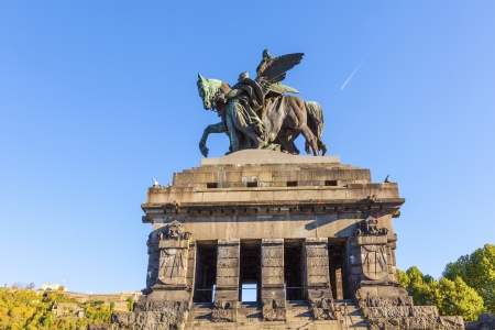 Monument to Kaiser Wilhelm I (Emperor William) on Deutsches Ecke (German Corner) in Koblenz, Germany.の写真素材