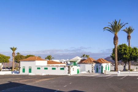 empty market place in Yaiza, Lanzaroteの写真素材