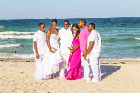 MIAMI BEACH, FL - JULY 31  Merriage party of Jay and Juliet at South Beach on July 31, 2013 in Miami Beach, USA  in Miami Beach, Florida  Only 19 percent of black people live in Miami and only 31,9 percent of them are married  average 40,1 percent  のeditorial素材