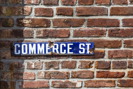 old enamel streetsign Commerce Road in Apalachicolaの写真素材