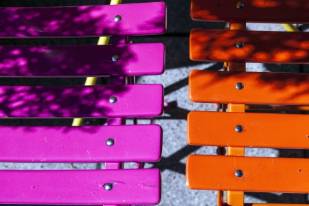 detail of summer outdoor furniture in bright colorsの写真素材