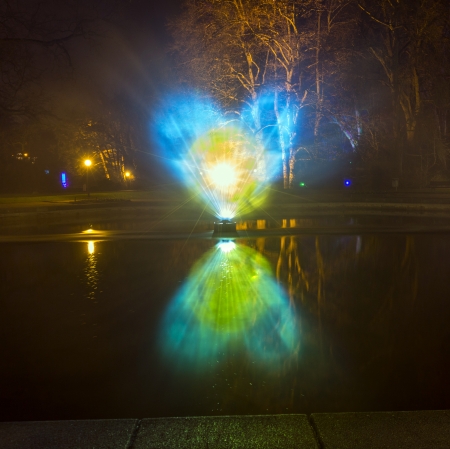FRANKFURT, GERMANY - JAN 19: Wolfgang Flammersfeld organized the event Winterlichter on January 19, 2014 in the Palmgarden in Frankfurt, Germany. The yearly event is open to public until 8 pm. The show closes at the 29th of January.のeditorial素材