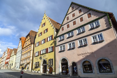 ROTHENBURG OB DER TAUBER, GERMANY - JAN 15. old timbered house facade at  Rothenburg ob der Tauber, Germany on January 15, 2014. The medieval town attracts over 2 million visitors every year.のeditorial素材
