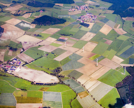 rural landscape with electric wind mill in the Eiffel area near Mainz