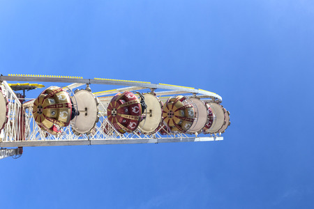 GELNHAUSEN, GERMANY - MARCH 9. people enjoy the 24th Barbarossamarkt festival with big wheel on March 9, 2014 in Gelnhausen, Germany. The annual event lasts 4 days and takes place all over the city.のeditorial素材