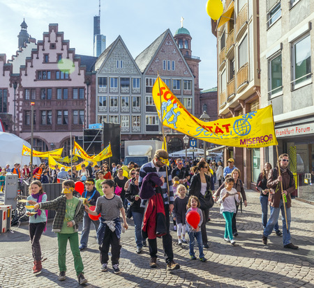 FRANKFURT, GERMANY - MARCH 29:  children at their first communion call for solidarity with all children in the world on March 29, 2014 in Frankfurt, Germany. They collect money for Misereor and have a celebration at the dome with Johannes zu Eltz.のeditorial素材