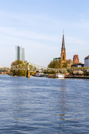 skyline of Frankfurt with river Mainのeditorial素材