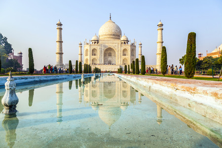 AGRA, INDIA - OCT 17: people visit Red Fort on July 17, 2012 in Agra, India. Built by several Mughal emperors from XV to XVI centuries, red Fort is one of the most famous touristic highlights.のeditorial素材
