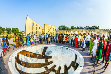 JAIPUR, INDIA - OCT 18: people visit Jantar Mantar observatory on Oct 18, 2012 in Jaipur, India. The  collection of architectural astronomical instruments, were built by Sawai Jai Singh.のeditorial素材