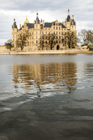 famous schwerin castle in bright lightのeditorial素材