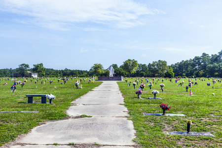 SVANSBORO, USA - JULY 20: american cemetery with flowers at the graves at July 20, 2010 near...
