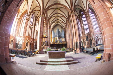 WETZLAR, GERMANY - AUG 26: beautiful ceiling and hall in the dome on Aug 26, 2011 in Wetzlar, Germany.Wetzlar Cathedral has been used as a simultaneum by both Roman Catholics and Protestants since the 16th century.のeditorial素材