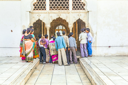 DELHI, INDIA - NOVEMBER 9, 2011  people visit the red Fort in Delhi, India  Red Fort is a 17th century fort complex was designated a UNESCO World Heritage Site in 2007  It covers area of about 121 34 acres のeditorial素材