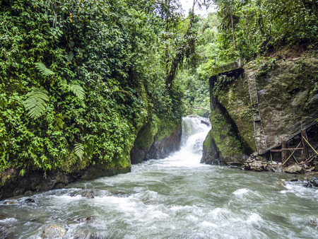Rio Mindo, western Ecuador, river running through cloudforest at 1,400m elevation.の写真素材
