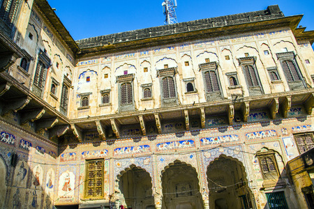 beautiful old haveli  in  Mandawa, India.のeditorial素材