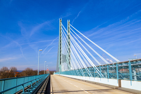 bridge of an Industry Park in beautiful landscape near Frankfurtの写真素材