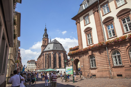 HEIDELBERG, GERMANY - JULY 6, 2013: Church of the Holy Spirit in Heidelberg, Germany . The Church of the Holy Spirit is first mentioned in 1239.のeditorial素材