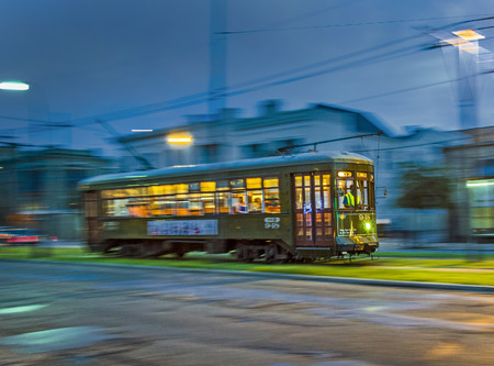 NEW ORLEANS, USA - JULY 15, 2013:  Streetcar Line in New Orleans, USA. Newly revamped after Hurricane Katrina in 2005, the New Orleans Streetcar line began electric operation in 1893.のeditorial素材