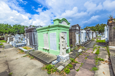 NEW ORLEANS, USA - JULY 16, 2013: Lafayette cemetery with historic Grave Stones in New Orleans, USA....