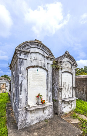 NEW ORLEANS, USA - JULY 16, 2013: Lafayette cemetery with historic Grave Stones in New Orleans, USA. Built in what was once the City of Lafayette, the cemetery was officially established in 1833.のeditorial素材