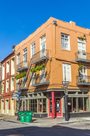 NEW ORLEANS, LOUISIANA USA - JULY 17, 2013: people visit historic building in the French Quarter in New Orleans, USA. Tourism provides a large source of revenue after the 2005 devastation of Hurricane Katrina.のeditorial素材