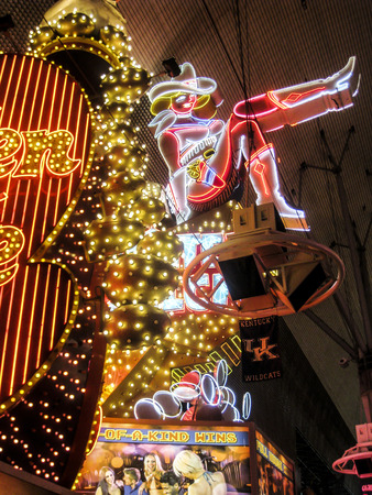 LAS VEGAS, USA - MARCH 23, 2014 : The Fremont Street Experience in Las Vegas, USA. The Fremont Street Experience is a pedestrian mall and attraction in downtown Las Vegasのeditorial素材
