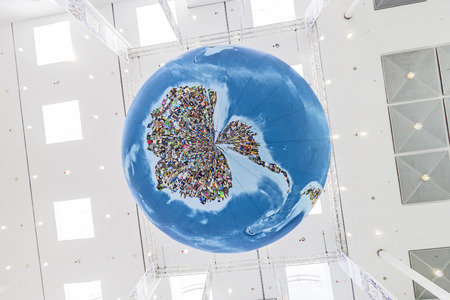 PHOTOKINA, COLOGNE - SEPTEMBER 19, 2014:   Photokina - World of Imaging, Top Event for the Trade and User, photo globe,  in Cologne, Germany.のeditorial素材