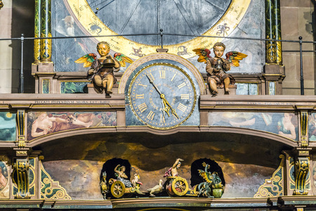 STRASBOURG, FRANCE - JULY 4, 2014:  astronomical clock in the Cathedral of Strasbourg, France. It is the third clock on that spot and dates from the time of the first French possession of the city (1681â1870).のeditorial素材