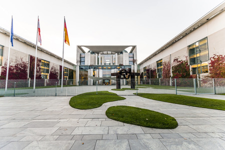 BERLIN, GERMANY - OCT 27, 2014: German Chancellery (Bundeskanzleramt) is a federal agency serving the executive office of the Chancellor in Berlin, Germany.のeditorial素材