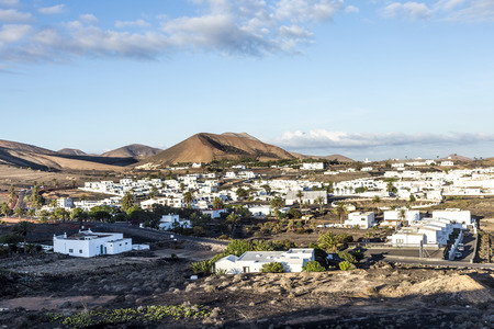 view to Uga in the morning, rural village in Lanzaroteの写真素材