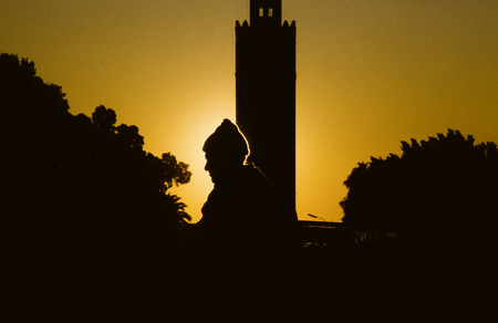 profile of a man in sunset in moroccoの写真素材