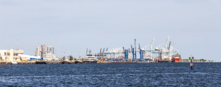 The Port of Miami with containers and cranes