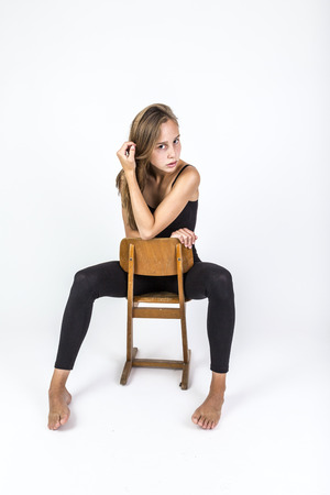 portrait of smiling young beautiful girl with brown hairの写真素材